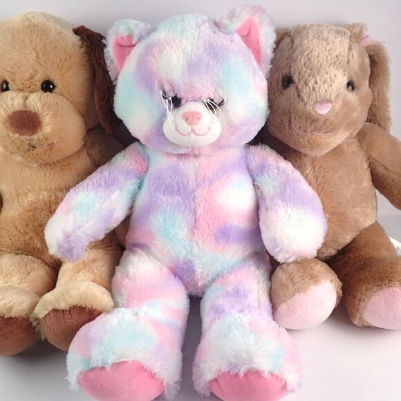 Build a Bear Lot of 3 Rabbit Puppy and Pastel Kitty Cat 16" Plush Dolls - Picture 3 of 10